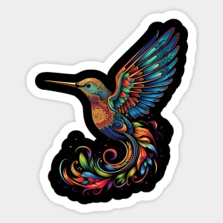 Hummingbird with Floral Motifs Sticker